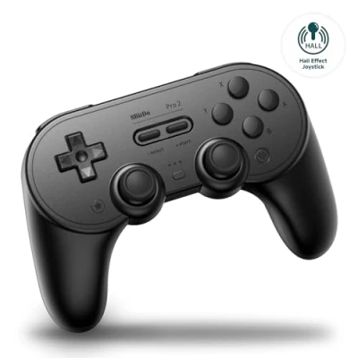 Afbeelding van 8Bitdo Pro 2 Bluetooth Controller for Switch, Hall Effect Joystick Update, Wireless Gaming PC, Android, and Steam Deck &amp; Apple (Black Edition)