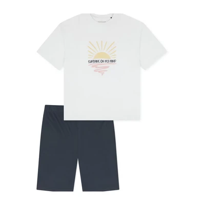 Afbeelding van Schiesser SET Motiv Pyjama voor kinderen, Maat: 140, Weiß dunkelblau