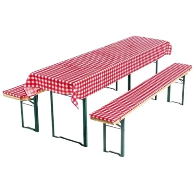 Afbeelding van AddLiving Bierbankkussenset, oplegkleed tafelkleed, 3 delig, rood/wit