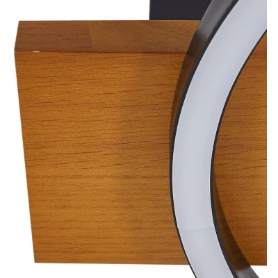 Afbeelding van Lindby LED plafondlamp Galad, zwart, hout, 30 cm, dimbaar