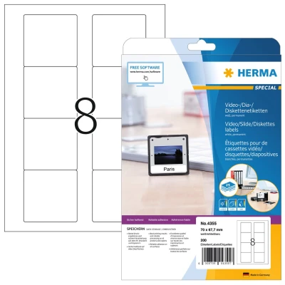Afbeelding van HERMA Diskette etiketten wit 3.5 70x67.7 A4 200 st.