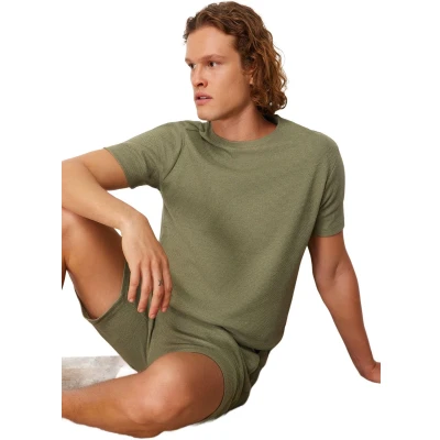 Afbeelding van Trendyol Bruine Regular Fit Wafelgebreide Pyjamaset Met Short Tmnss23Pt00036