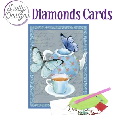 Afbeelding van Dotty Designs Diamond Cards Teapot with butterflies