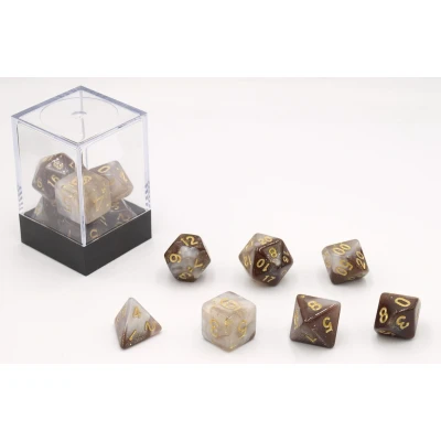 Afbeelding van HOT Games Dobbelstenen Stardust Zwart/Wit 7 set
