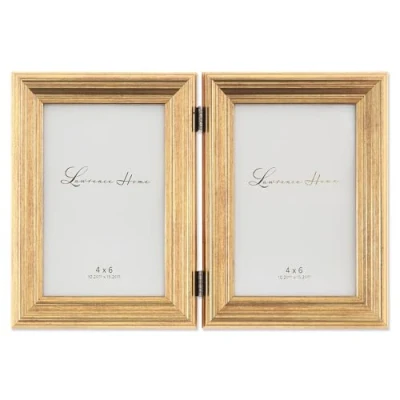 Afbeelding van Lawrence Frames 4x6 scharnierende dubbele Sutter gepolijst gouden fotolijst, 4 x 6 dubbel