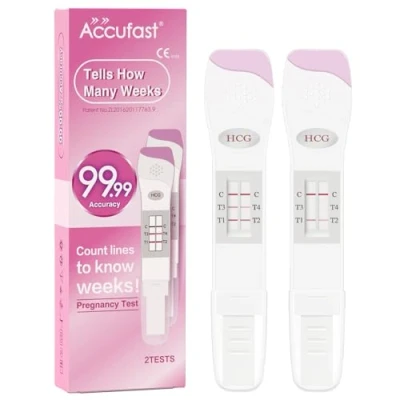 Afbeelding van Accufast Zwangerschapstest met weekbepaling voor vroege detectie, kan laten zien hoeveel weken zwanger, hCG urinetest 99,99% nauwkeurigheid en snelle resultaten (2 tests)