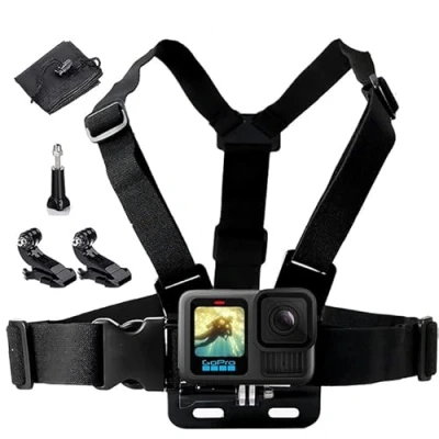 Afbeelding van LONDON FAB Waterdichte Borstmontage, Harnas, Riem Compatibel met alle Gopro en de meeste actiecamera‘s, Borstband + J haak, Duimschroef Opbergtas