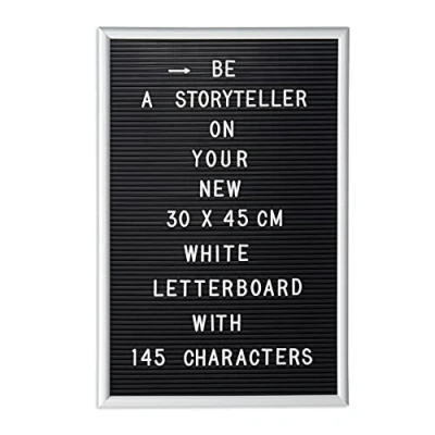 Afbeelding van Relaxdays letterbord, met 145 letters, cijfers, speciale tekens om te duwen, 45 x 30 cm, ophangen, van kunststof, wit
