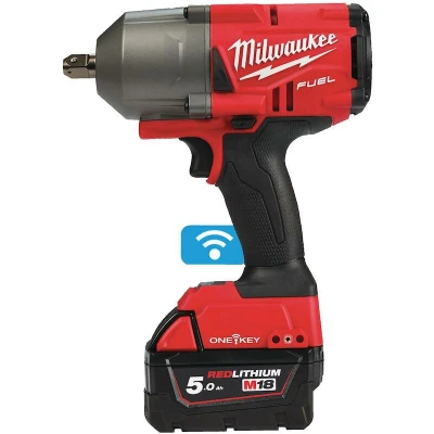 Afbeelding van Milwaukee M18 ONEFHIWP12 502X FUEL slagmoersleutel 1/2&quot; high trq ONE KEY met verende borgpen set (2x 5,0Ah accu) in HD Box