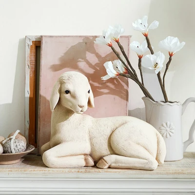 Afbeelding van LOBERON Decoratief lammetje Xénandrine crème
