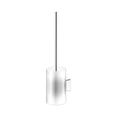 Afbeelding van KEUCO Toiletborstelgarnituur om vast te lijmen of boren, made in Germany, van metaal, hoogglans chroom en echt kristalglas, lijmset inbegrepen, voor badkamer gastentoilet, wandmontage, rosé