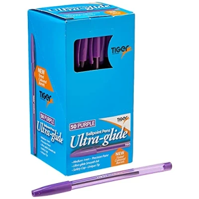 Afbeelding van Tiger paarse inkt, ultra fijne balpen (box 50 stuks paars)