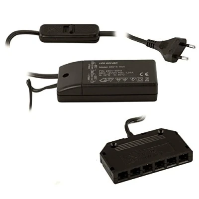 Afbeelding van SOTECH transformator 220 240V 12V/15W met schuifschakelaar en 6 voudige verdeler