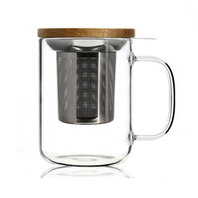 Afbeelding van OGO Theepot/Theetas voor 1 Glas/RVS/Hout 450 ml met Filter