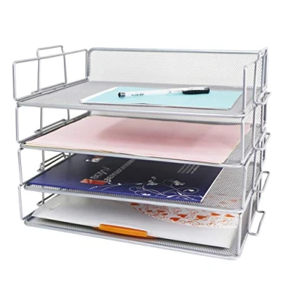 Afbeelding van Exerz Papiersorteerders 4 stuks Stapelbare brievenbak lagen, bureaublad/archieflade metaal kantoor, school, thuis