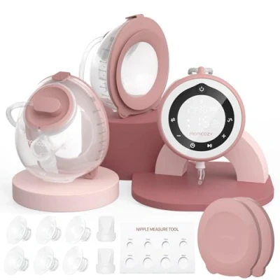 Afbeelding van Momcozy V1 Pro Elektrische borstkolf, sterke zuigkracht, draagbare dubbele borstpomp, handsfree met 3 fijn afgestemde zuigmodi en 15 standen, lekvrij, DoubleFit Flang