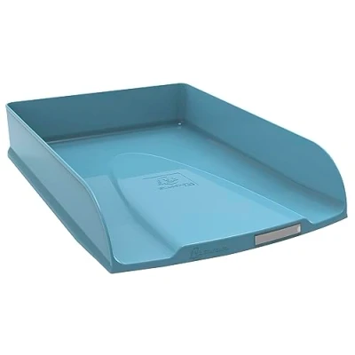 Afbeelding van Exacompta Ref. 11133D Set van 6 COMBO STYLI Skandi brievenbakken voor A4+ documenten afmetingen 34x25x6,5 cm etikethouder 500 vellen kleur frosted blue