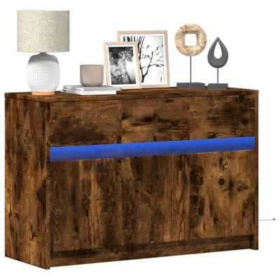 Afbeelding van vidaXL Tv meubel met LED 91x34x61 cm bewerkt hout gerookt eikenkleur