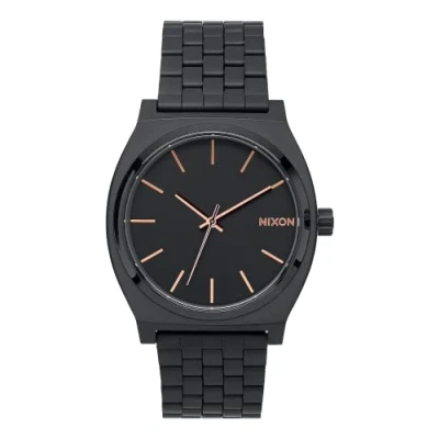 Afbeelding van Nixon Time Teller polshorloge analoog kwarts, geheel zwart/roségoud, Eén maat, armband
