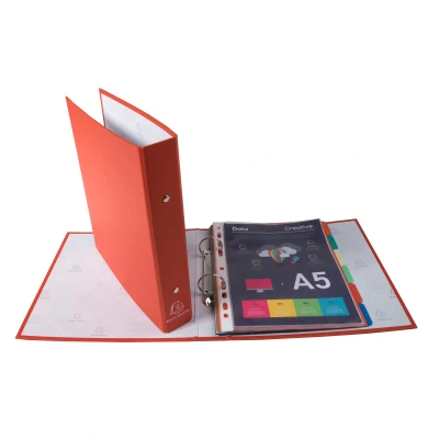 Afbeelding van Exacompta ref. 51075E 1 Overtrokken PP ringband met harde omslag 2 ronde ringen diameter 25 mm 40 rug Afmetingen: 23 x 21 cm Formaat A5 Kleur : rood