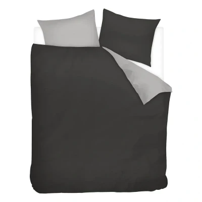 Afbeelding van Snoozing Two Tone Flanel Dekbedovertrek 240x200/220 cm + 2 kussenslopen 60x70 Antraciet/Grijs