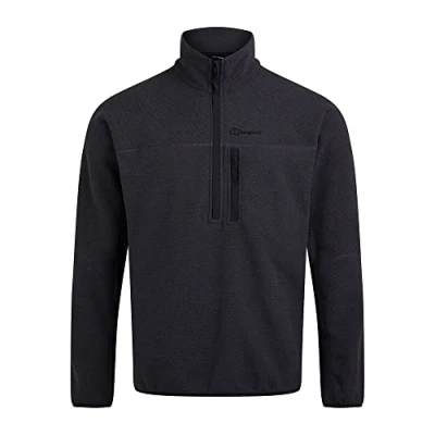 Afbeelding van Berghaus Heren Stainton 2.0 Fleece halve rits tussenlaag, Jet zwart/grijs krijtstreep XS