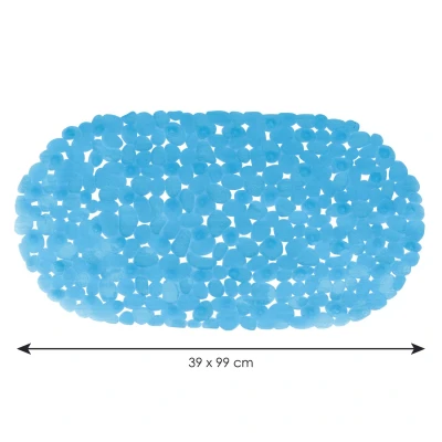 Afbeelding van MSV Douche/bad anti slip mat badkamer pvc blauw 39 x 99 cm Badmatjes