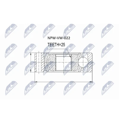 Afbeelding van Askoppeling aandrijfas NTY NPW VW 022