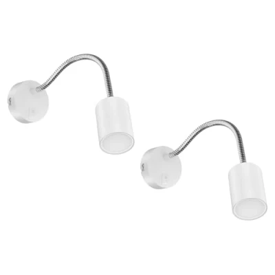 Afbeelding van ledscom.de 2 stuks leeslamp WAIKA met zwanenhals en schakelaar wit mat GU10 LED lamp warm 3 staps dimmen: max. 500lm per stuk