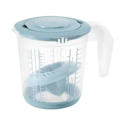 Afbeelding van Keeeper Maatbeker met deksel en Citruspers Antislip 1L 14x15cm noords blauw