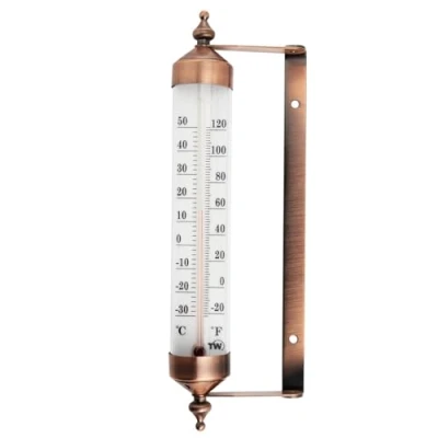 Afbeelding van Outdoor thermometer met bronzen effect ontwerp stijlvolle tuinthermometer buiten geschikt voor buitentemperatuurmeter muur kas garage gemakkelijk op te hangen