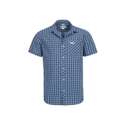Afbeelding van Lonsdale Kurzarm Passform Brixworth Overhemd, Heren, Maat: Medium, Blue/white/black