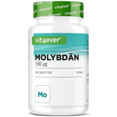 Afbeelding van Molybdeen 150 µg 365 tabletten in een voorraad van 12 maanden Puur natriummolybdaat Essentieel sporenelement Hoog gedoseerd Veganistisch