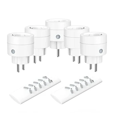 Afbeelding van UCOMEN draadloze stopcontacten met afstandsbediening, 5 2 delige 16 A/3680 W, bereik 30 m, schakelaarset, zelflerende functie voor huishoudelijke