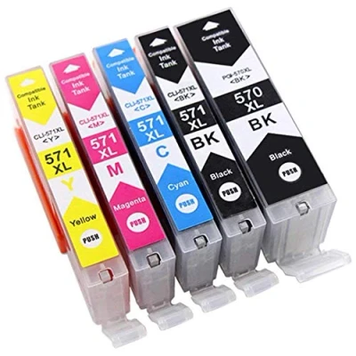 Afbeelding van Bergsan 5 cartridges, compatibel met Canon PGI 570, CLI 571 XL, voor Pixma MG5700, MG5750, MG5751, MG5752, MG5753, MG6800, MG6850, MG6851, MG6852, TS5000, TS5050, TS5051 TS5053. TS5055 TS6050