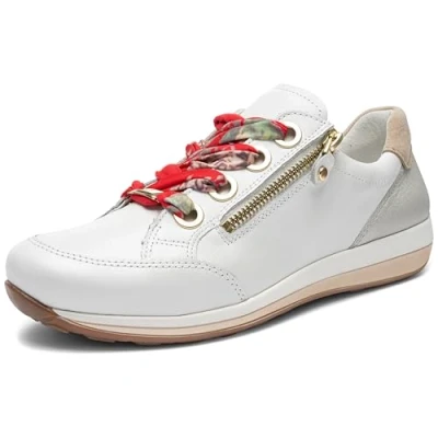 Afbeelding van ARA Osaka Lace up LowCut voor dames, Wit Goud Camel 79, 5.5 UK Wide