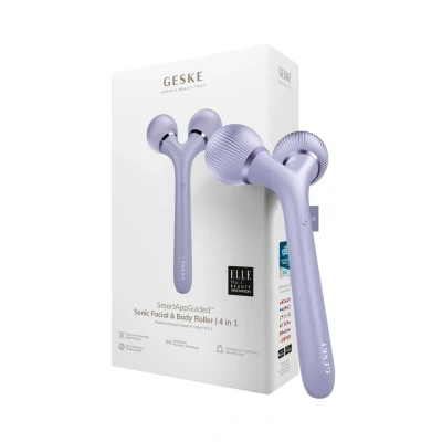 Afbeelding van GESKE SmartAppGuided™ Sonic Facial &amp; Body Roller 4 in 1 Dermaroller Apparaat voor gezicht en lichaam Dermarol Professionele gezichtsroller Verstevigt definieert