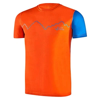 Afbeelding van Black Crevice heren merino T shirt I hoogwaardig van 70% merinowol &amp; 30% PES temperatuurregulerend Mulesingvrij voor heren, oranje/blauw, S