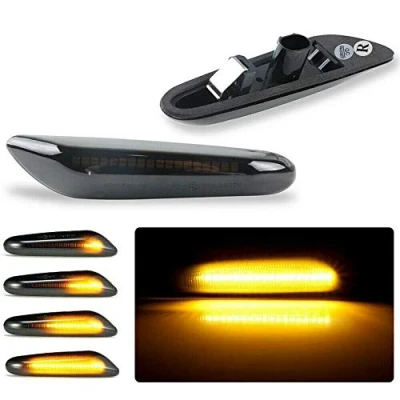 Afbeelding van GSRECY Dynamische Amber LED Voorspatbord Side Marker Licht Sequentiële Blinker Richtingaanwijzer Lamp Voor E90 E91 E92 E93 E46 E60 E53 X3 E83 X 1 E84 E81 E82 E87 E88, Rook Lens