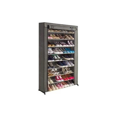 Afbeelding van Perel schoenenkast voor 50 paar schoenen, uitgerust met handige velcro en ritssluiting optimale bescherming tegen stof vuil, polypropyleen, metalen buizen 13 mm, 91 x 24 140 cm