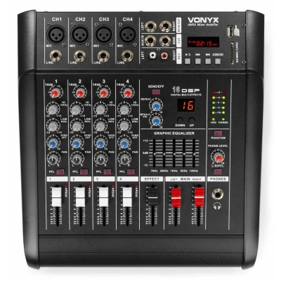 Afbeelding van Vonyx AM5A 5 kanaals muziekmixer met ingebouwde 1000W versterker