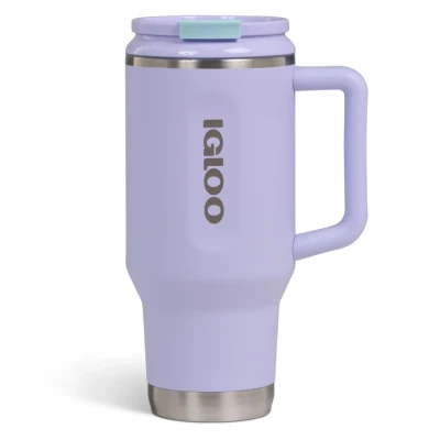 Afbeelding van IGLOO Flip ‘n’ Sip Drinkbeker met rietje Lila 0,946L Thermosfles RVS voor School
