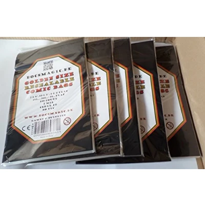 Afbeelding van Docsmagic.de 5x 100 Resealable Golden Size Comic Book Bags 7 5/8&quot;x 10 1/2&quot;+ 1 1/2&quot;Flap 2 Mil