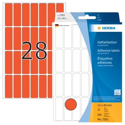 Afbeelding van Etiket HERMA 2362 13x40mm rood 896stuks