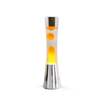 Afbeelding van i Total Lavalamp Lava Lamp Sfeerlamp 40x11 cm Glas/Aluminium 30W Wit met gele Zilver XL1771