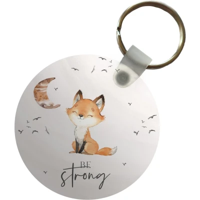 Afbeelding van Sleutelhanger Quotes Kinderen Be strong Spreuken Plastic Rond Uitdeelcadeautjes