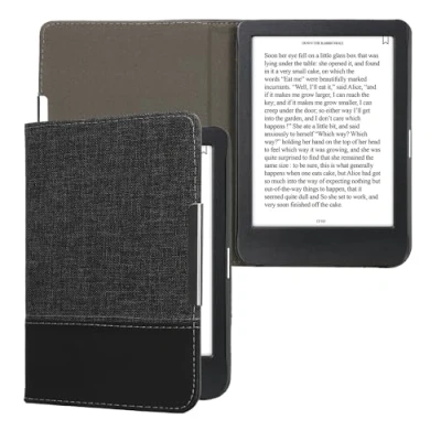Afbeelding van kwmobile hoes geschikt Voor Kobo Clara BW / Colour Canvas beschermhoes in antraciet zwart e reader