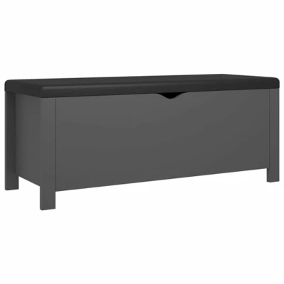 Afbeelding van vidaXL Opbergbox met kussen 105x40x45 cm bewerkt hout grijs