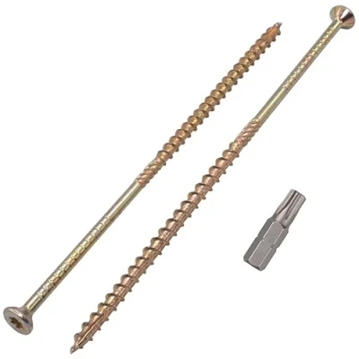 Afbeelding van SKIR&#039;CO (Pack van 40 stuks) Universeel verzinkt staal 6,0 x 200 mm geel houtschroeven, verzonken kop, torx type 17, spaanplaatschroeven (40, mm)