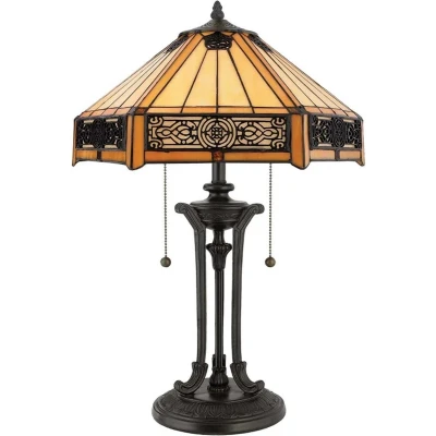 Afbeelding van Quoizel Tifanny LED Tafellamp Indus 2X E27 Max 60W Vintage Bronze